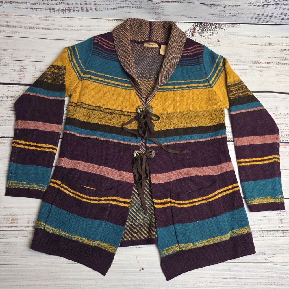 Wrangler Southwest Aztec Western Cardigan Sweater Womens Medium Multicolored